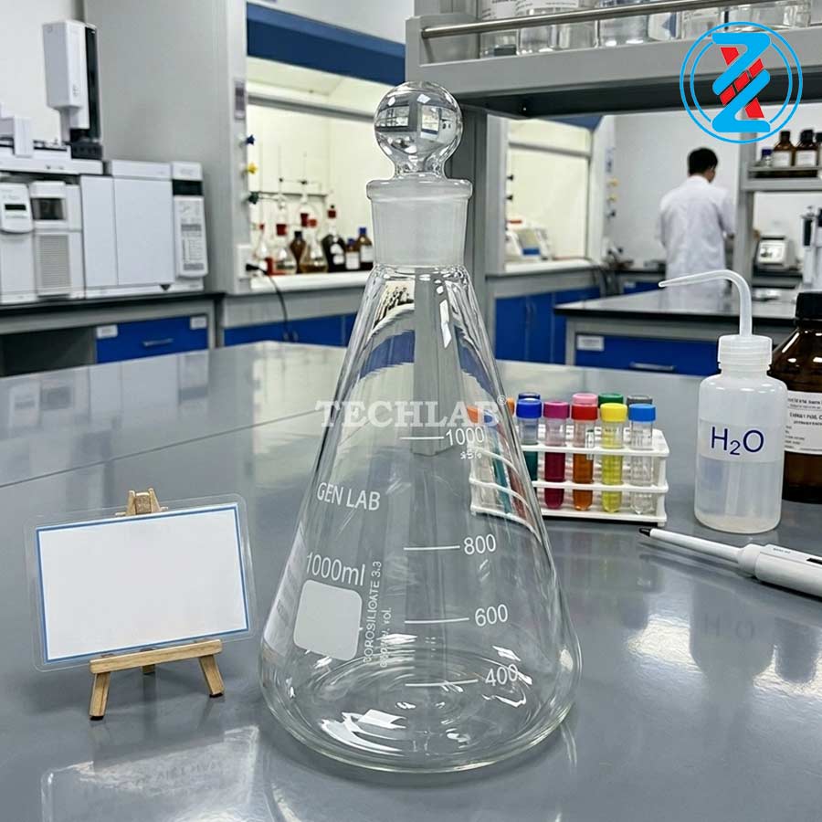 BÌNH TAM GIÁC CÓ NÚT 1000ml_GENLAB