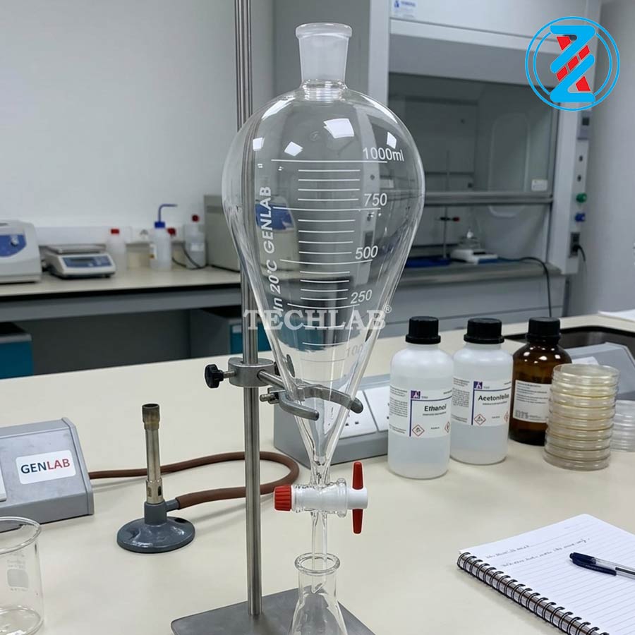 Bình Lắng Gạn Quả Lê KN Chia Vạch 1000ml_GENLAB