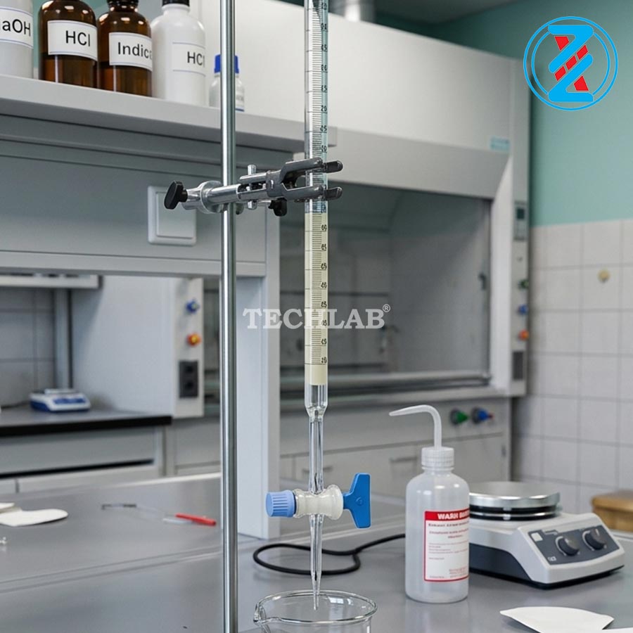 Burette Trắng Khóa Thủy Tinh