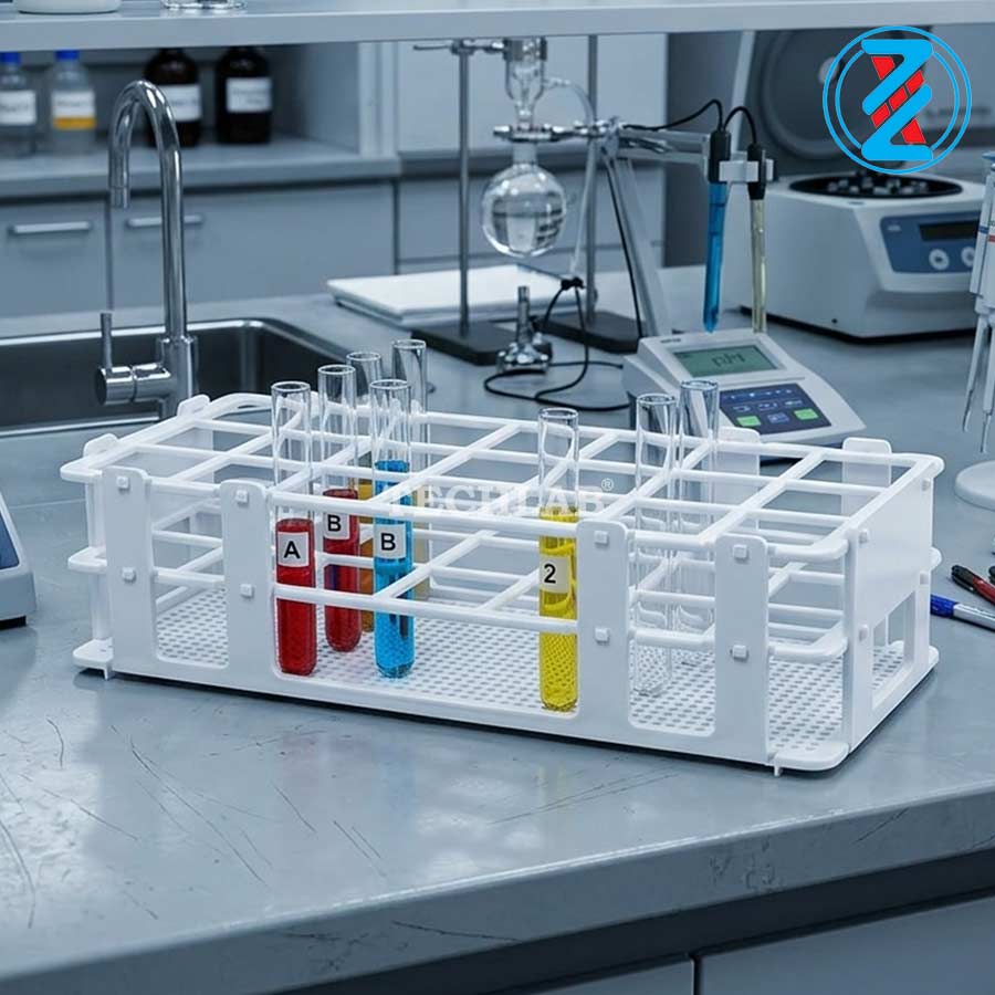 GIÁ ĐỂ ỐNG NGHIỆM NHỰA F30mm X 21 Ô_GENLAB