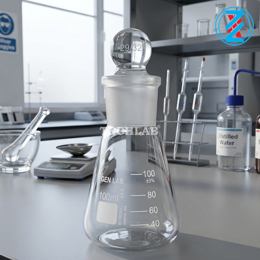 BÌNH TAM GIÁC CÓ NÚT 100ml_GENLAB
